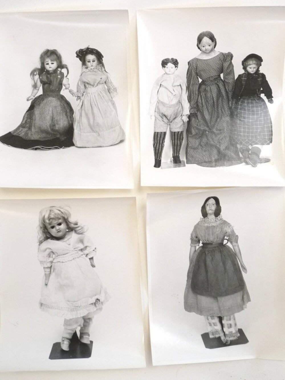 4 photographs antique dolls original china peg pape mache bisque porcelain craft